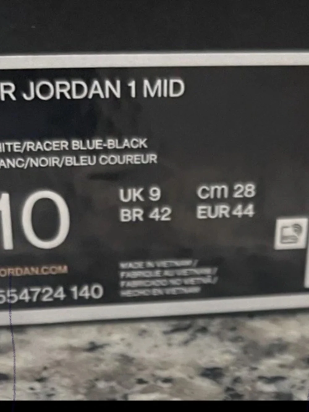 Jordan Air Jordan 1 Mid Racer Blue Black White Colorblock Sneaker Size 10 W/Box